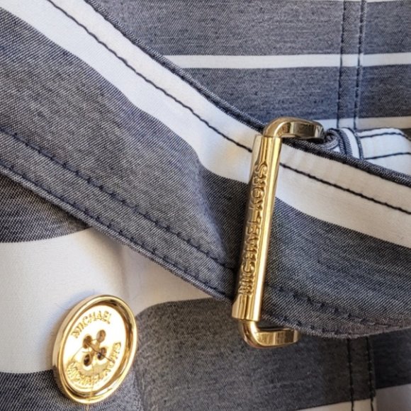 Michael Kors Stripes Double Breasted Women Trench Coat Size Medium - Picture 7 of 13